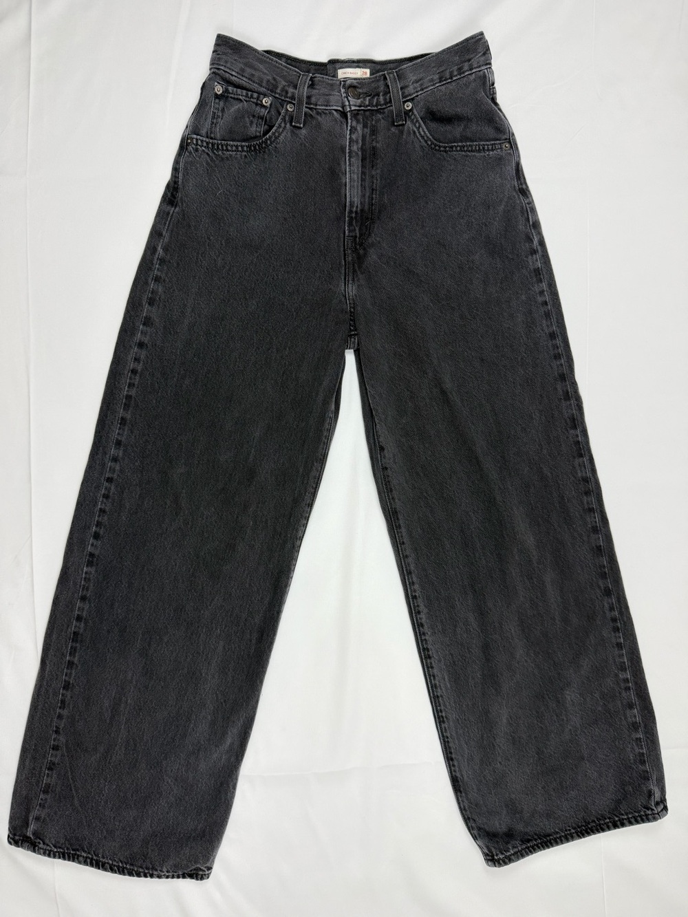 Levi’s Cinch Baggy Jeans 28 W28 L31 Washed Black High Rise Wide Leg Denim